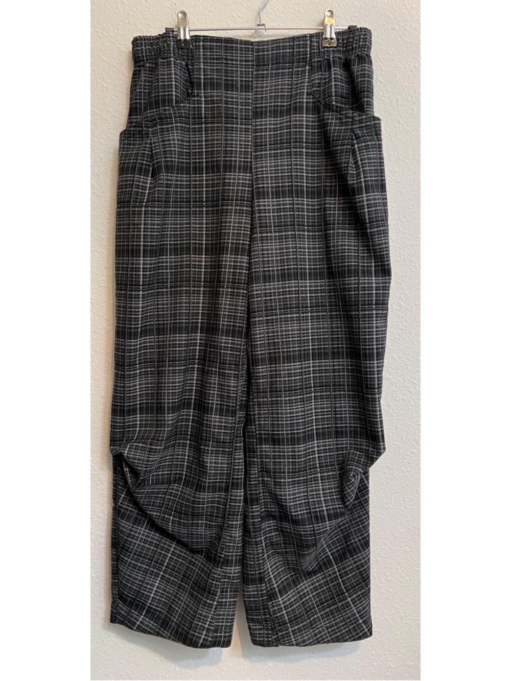 #770 Free People Nice Choice Pull On Plaid Pants Up Pants Midnight Combo Small - Picture 5 of 13
